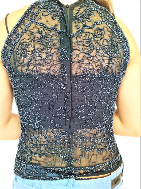 Women's Black Sleeveless Top With Zari Work - Image 10