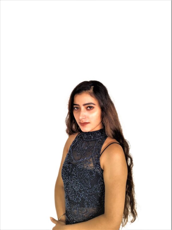 Women's Black Sleeveless Top With Zari Work - Image 11