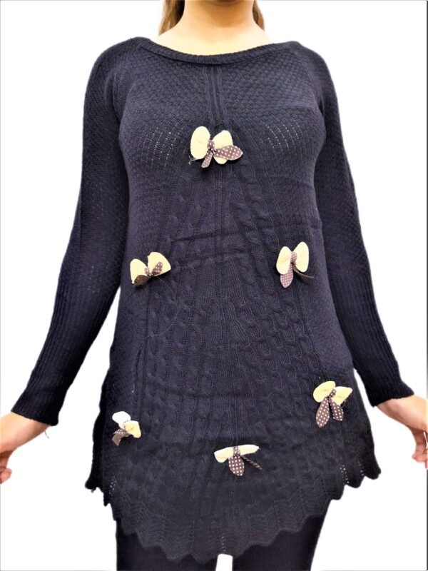 Black Woven Round Neck Casual Regular Sleeve Self Design Women Top - Image 8