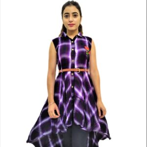 Women's Voilet(Purple) Check Midi Dress