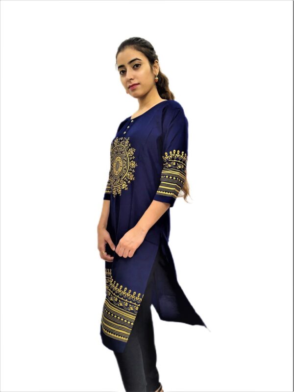 Blue Printed Kurti for Women - Image 2