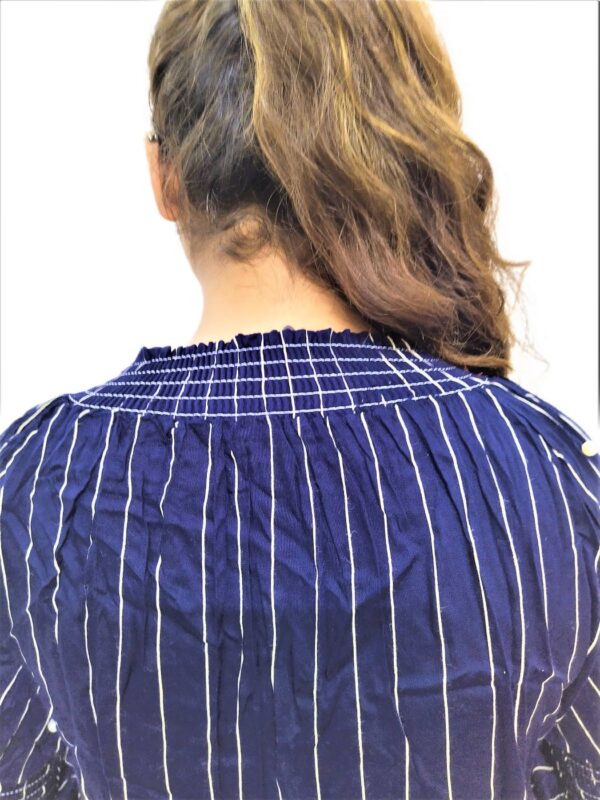 Women’s Blue Elastic Waist Lining Print Design Regular Fit Top - Image 5
