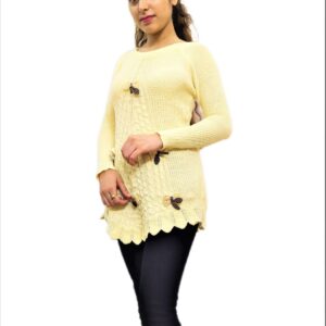 Cream Color Woven Round Neck Casual Regular Sleeve Self Design Women Top