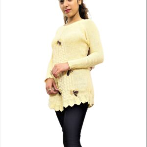 Alternative view of Cream Color Woven Round Neck Casual Regular Sleeve Self Design Women Top
