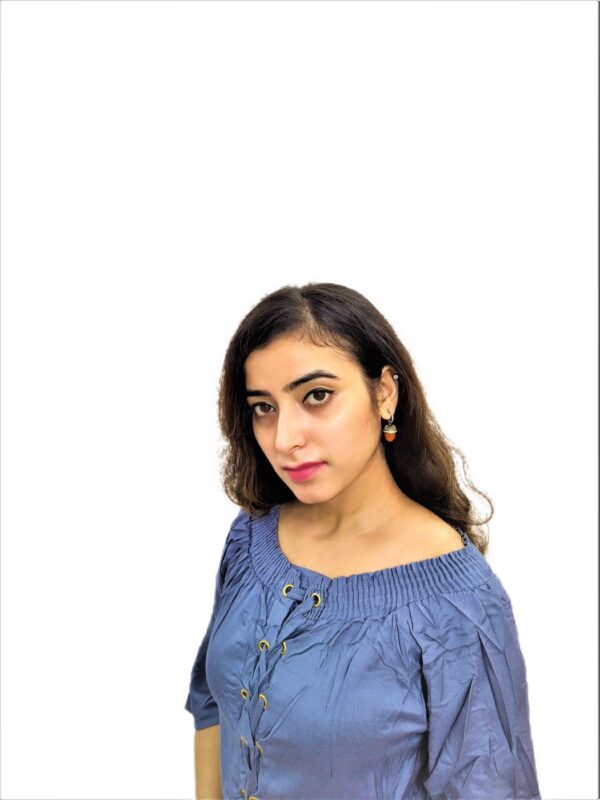 Women's Navy Blue Solid Stretchable Wide Round Neck Regular Wear Top - Image 8