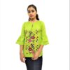 Women's Light Green Rayon Embroidered Regular Fit Top