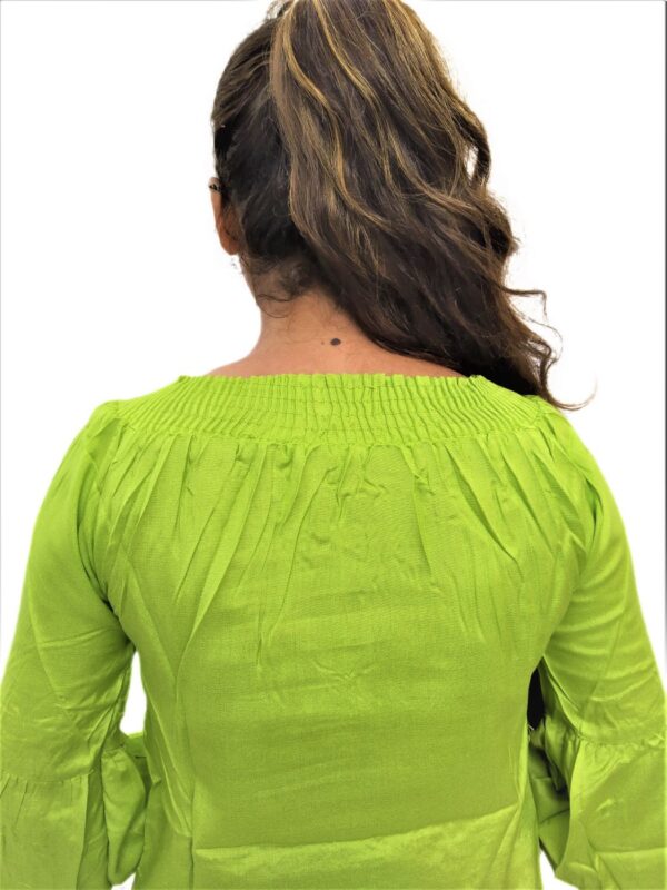 Women's Light Green Rayon Embroidered Regular Fit Top - Image 4