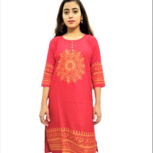 Red Printed Kurti for Women