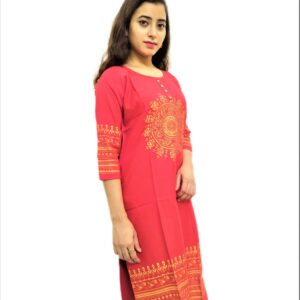 Alternative view of Red Printed Kurti for Women