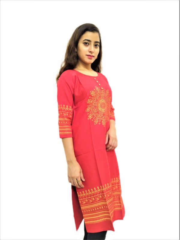 Red Printed Kurti for Women - Image 2