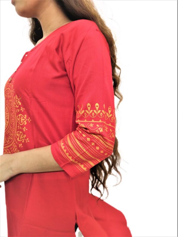 Red Printed Kurti for Women - Image 4
