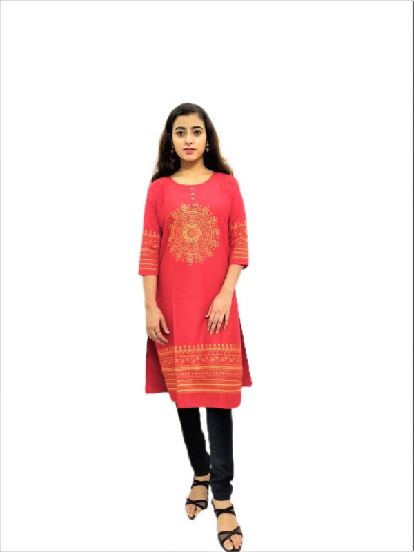Red Printed Kurti for Women - Image 6