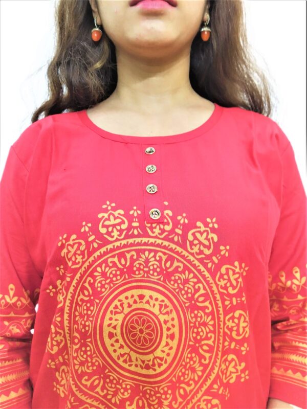 Red Printed Kurti for Women - Image 7