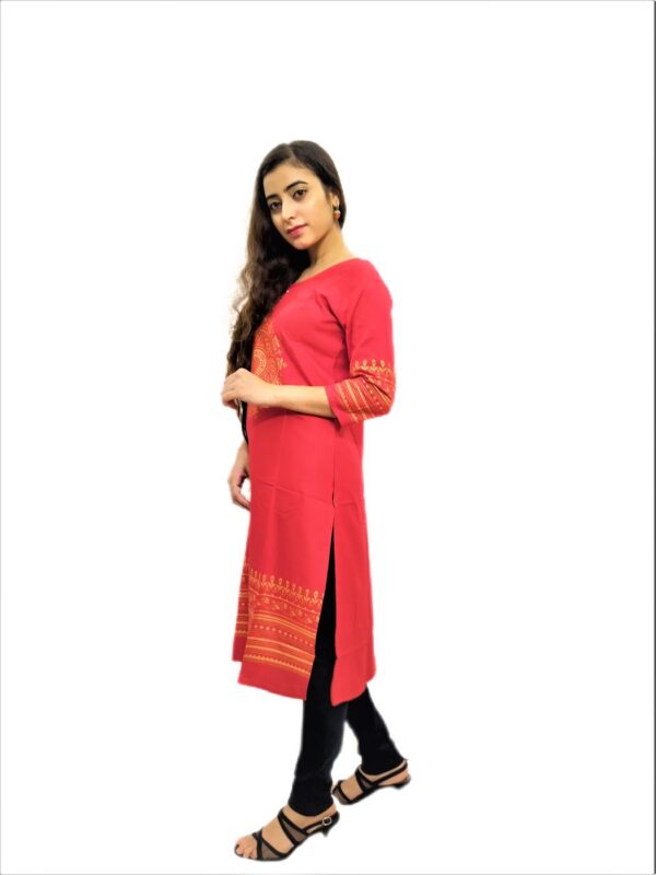 Red Printed Kurti for Women - Image 9