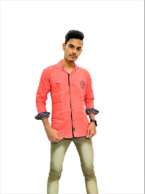 Men's Solid Orange (Gajri) Shirt