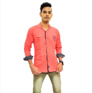 Alternative view of Men's Solid Orange (Gajri) Shirt