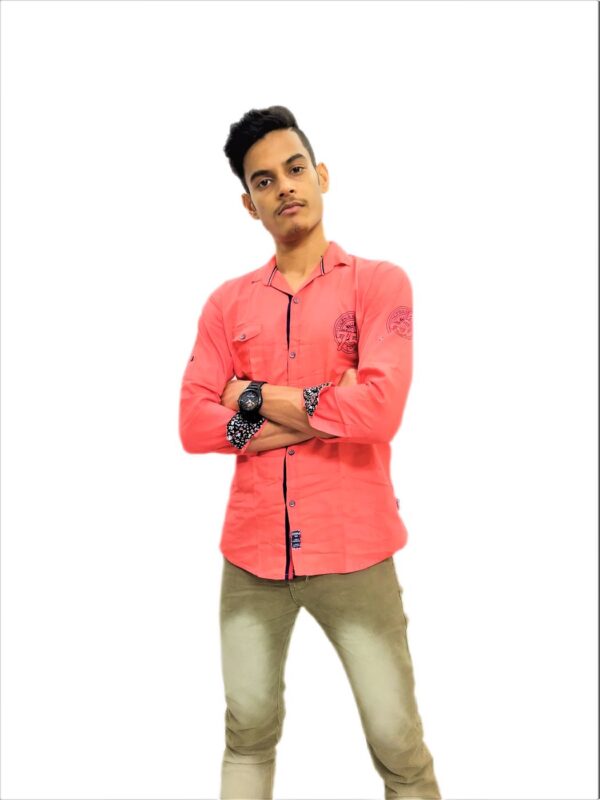 Men's Solid Orange (Gajri) Shirt - Image 5