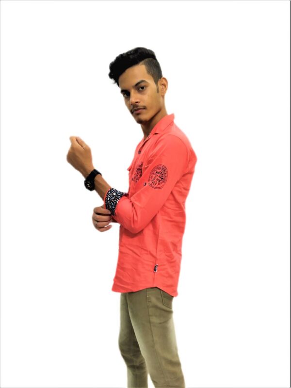 Men's Solid Orange (Gajri) Shirt - Image 6