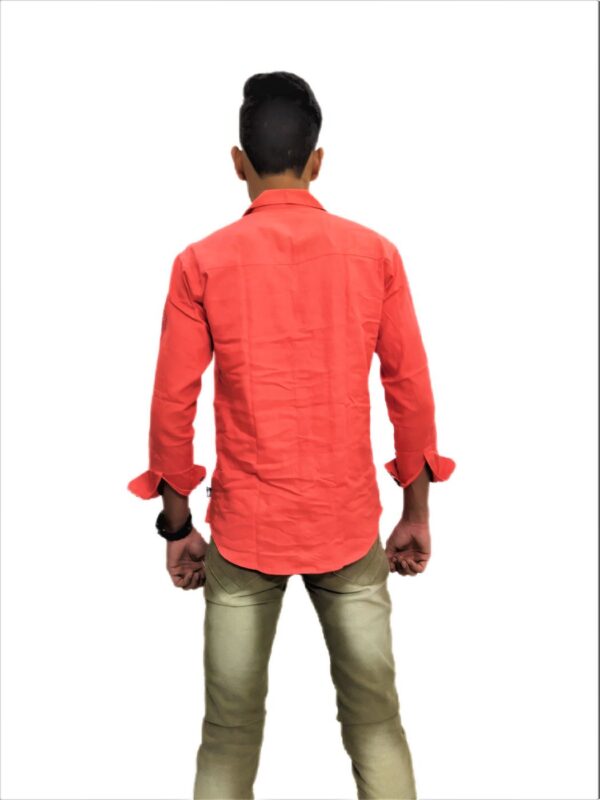 Men's Solid Orange (Gajri) Shirt - Image 8