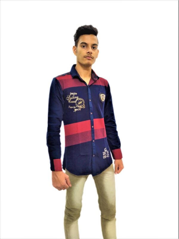 Wide Strips - Red And Blue Stylish Shirt