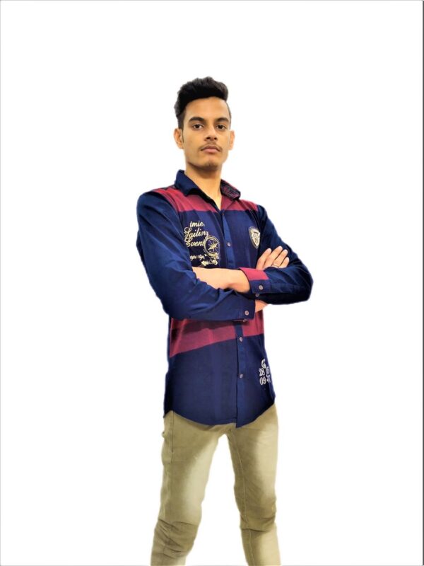 Wide Strips - Red And Blue Stylish Shirt - Image 2