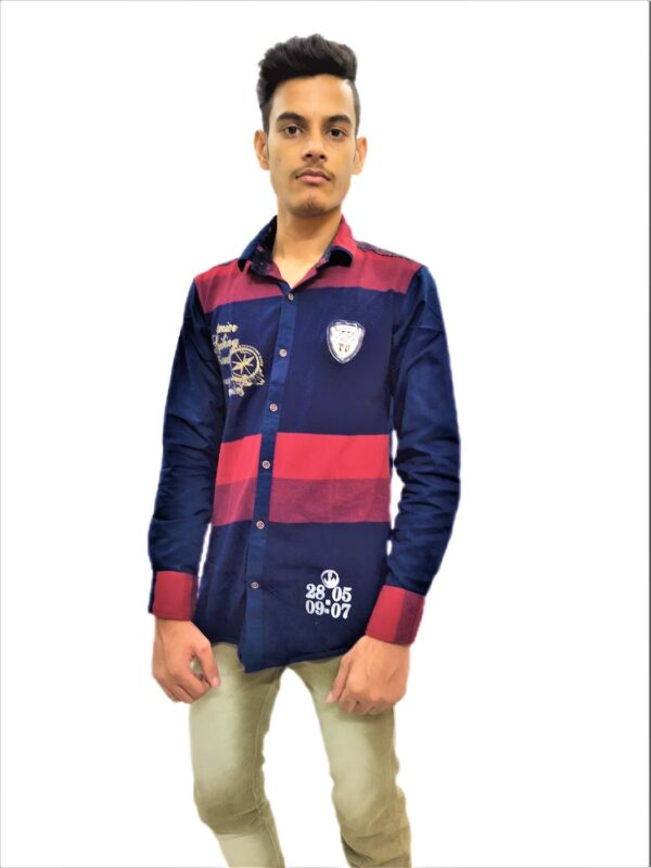 Wide Strips - Red And Blue Stylish Shirt - Image 4