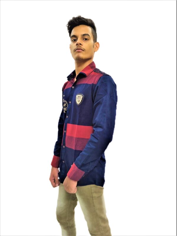 Wide Strips - Red And Blue Stylish Shirt - Image 5