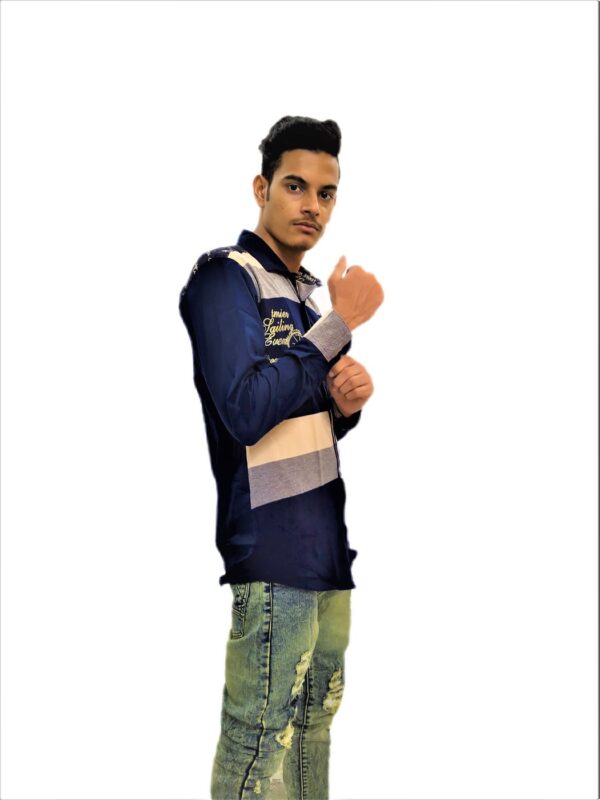 Wide Strips – White And Blue Stylish Shirt - Image 7