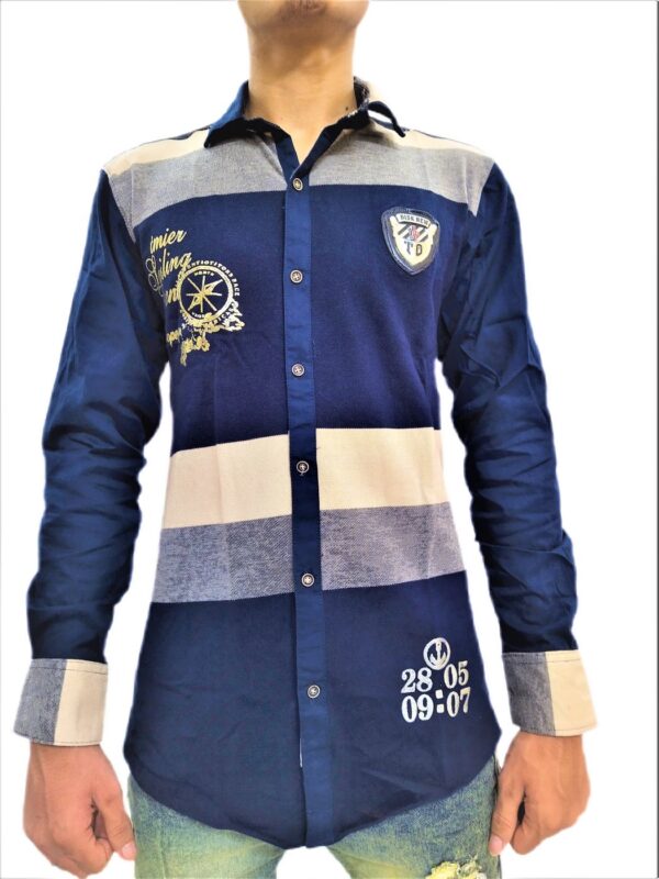 Wide Strips – White And Blue Stylish Shirt - Image 11
