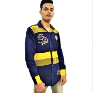 Wide Strips – Yellow And Blue Stylish Shirt