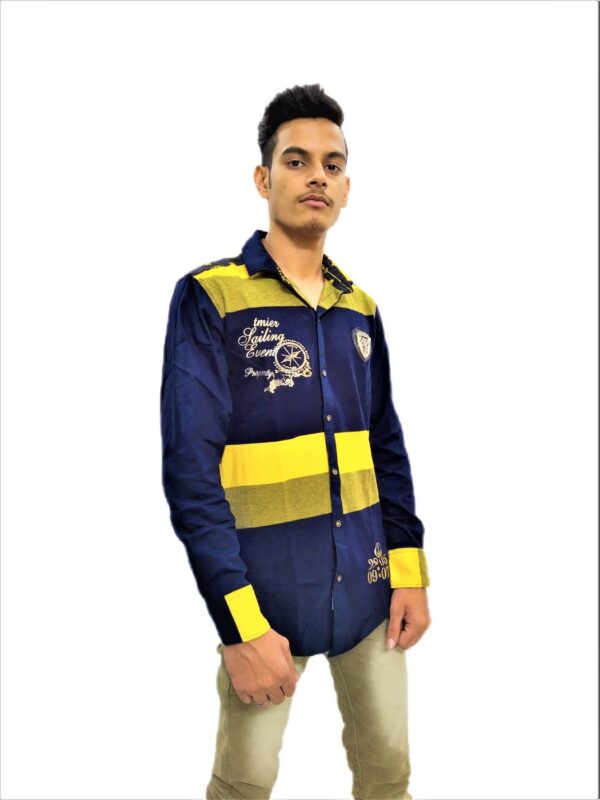 Wide Strips – Yellow And Blue Stylish Shirt