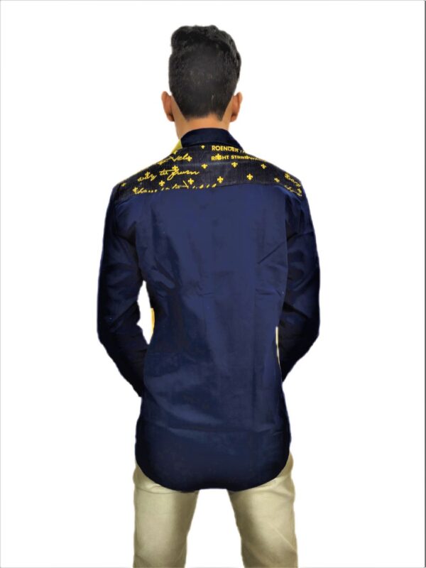 Wide Strips – Yellow And Blue Stylish Shirt - Image 7