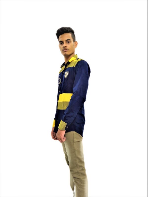 Wide Strips – Yellow And Blue Stylish Shirt - Image 10