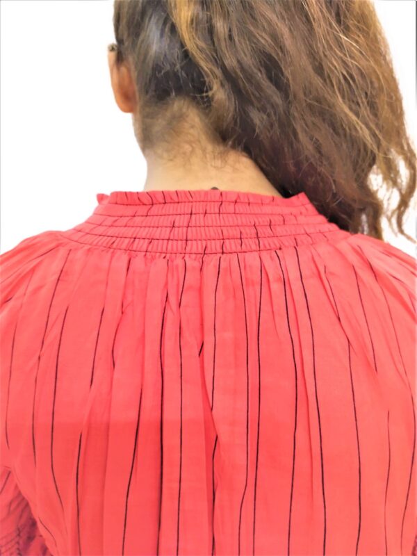 Women’s Orange Elastic Waist Lining Print Design Regular Fit Top - Image 7