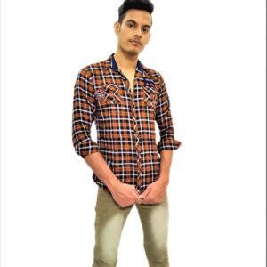 Men's Brown Check Design Casual Shirt