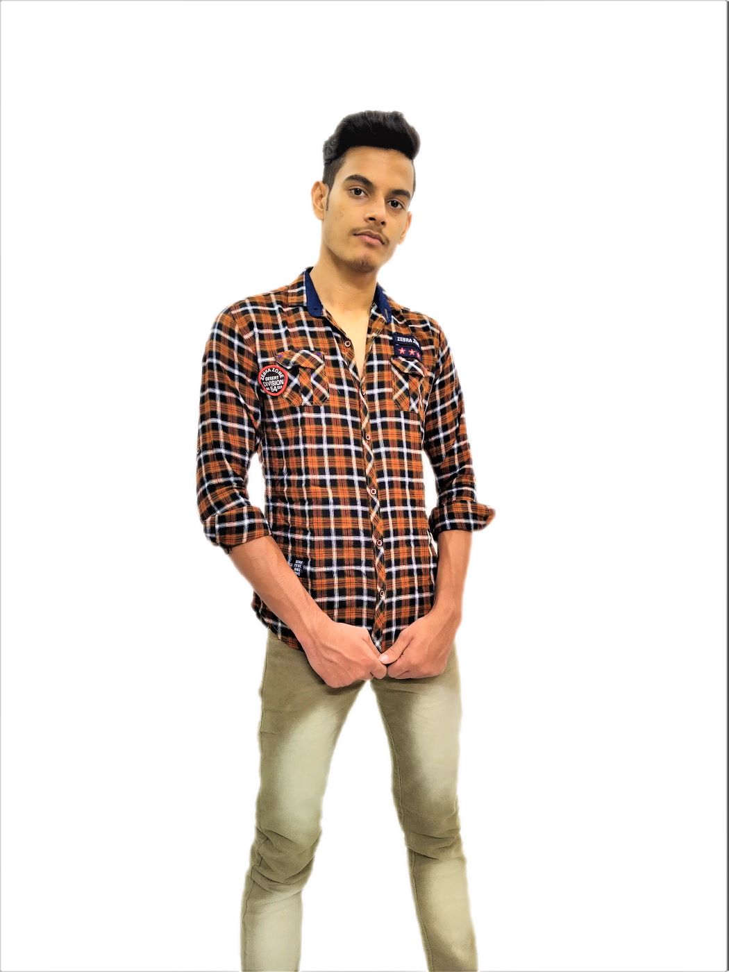 Men's Brown Check Design Casual Shirt