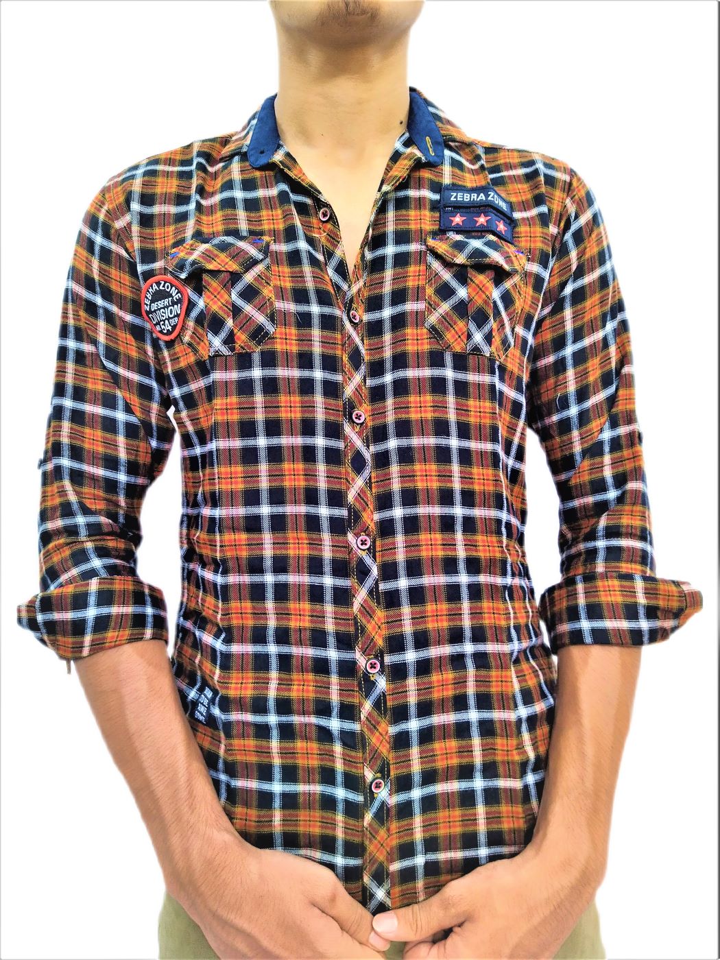 Men's Brown Check Design Casual Shirt - Image 7