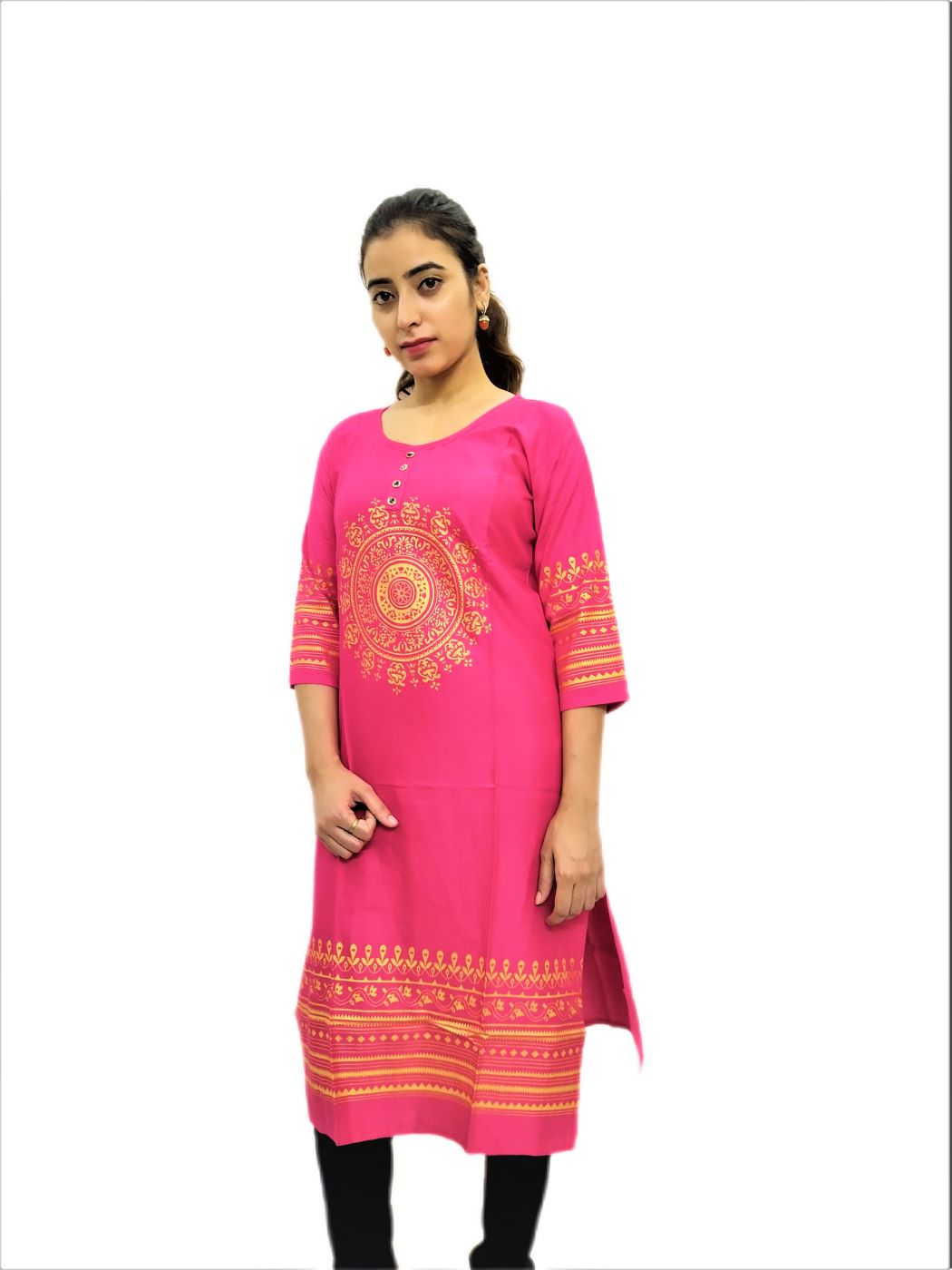 Pink Printed Kurti for Women