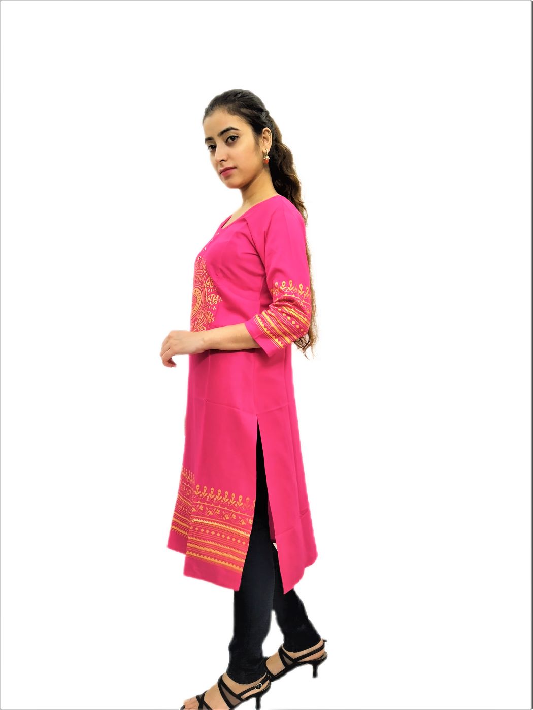 Pink Printed Kurti for Women - Image 2