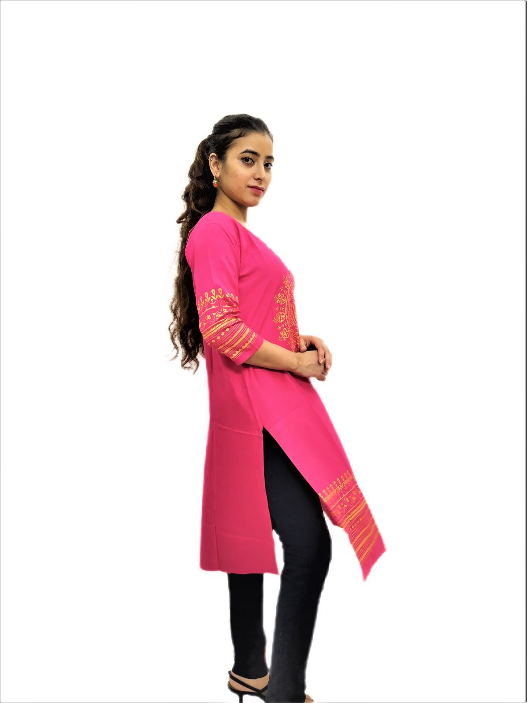 Pink Printed Kurti for Women - Image 3