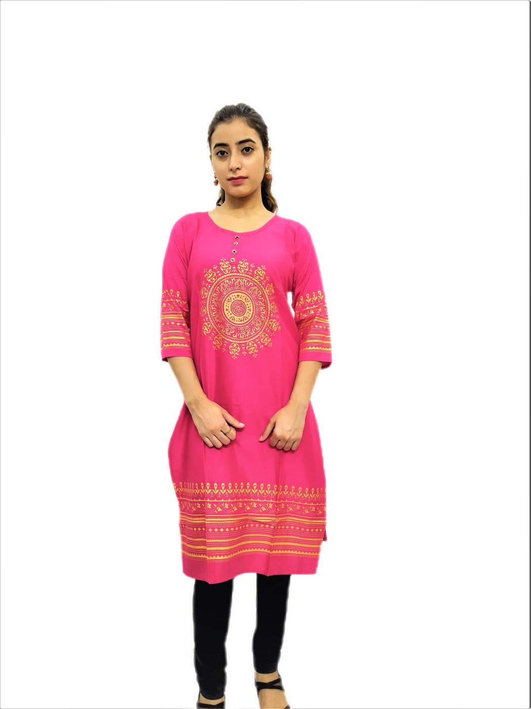 Pink Printed Kurti for Women - Image 5