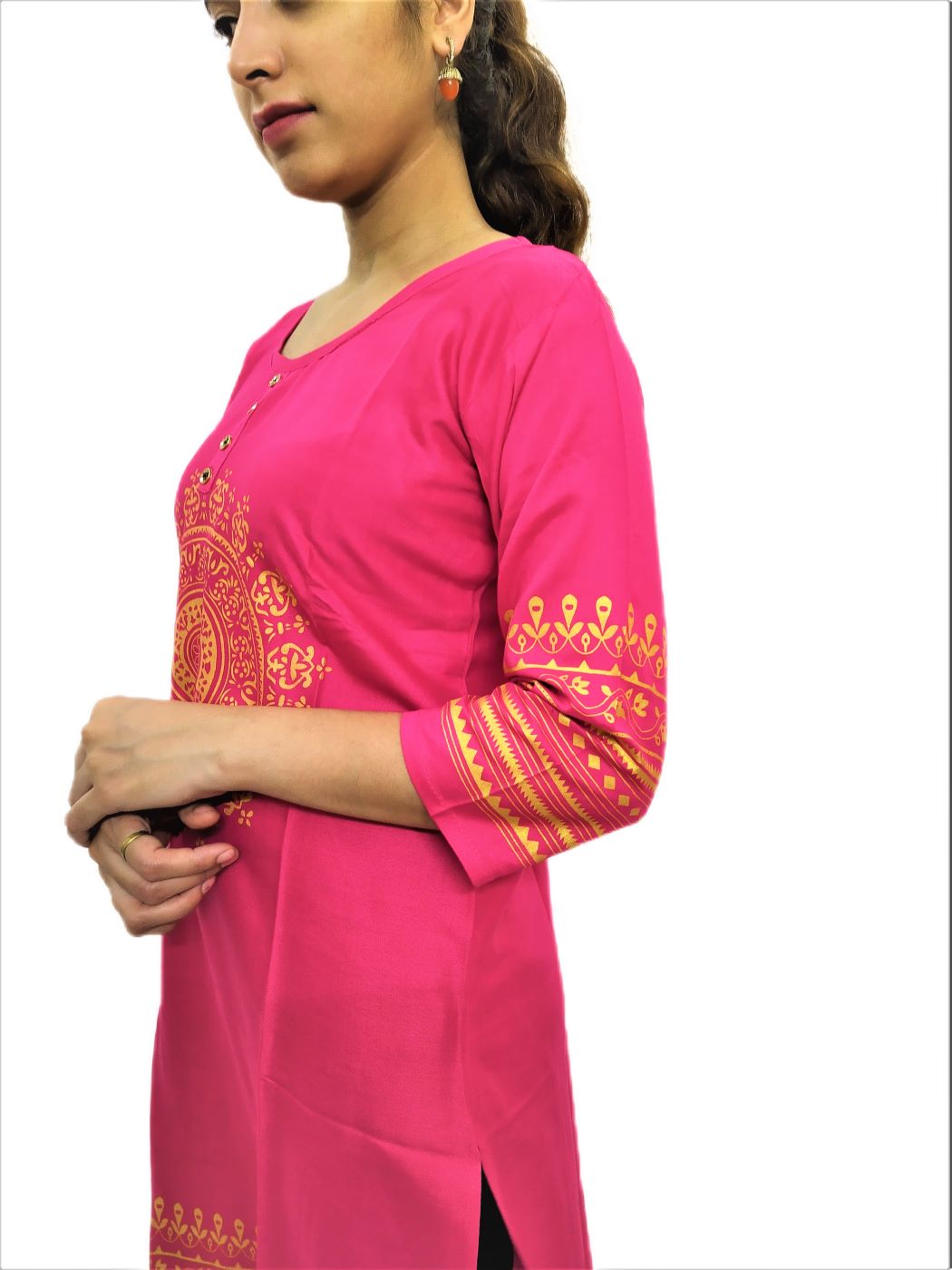 Pink Printed Kurti for Women - Image 6