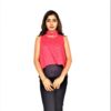 Pink(Gajri) Ruffle Design Sleeveless Top with Collar-Neck And Inner T-Shirt