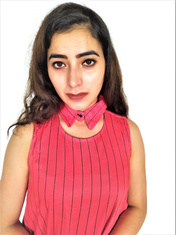 Pink(Gajri) Ruffle Design Sleeveless Top with Collar-Neck And Inner T-Shirt - Image 15