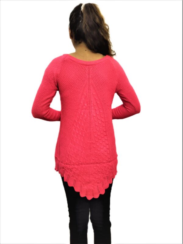Pink Woven Round Neck Casual Regular Sleeve Self Design Women Top - Image 3