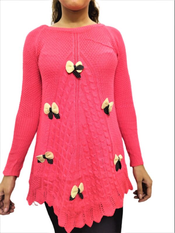 Pink Woven Round Neck Casual Regular Sleeve Self Design Women Top - Image 6