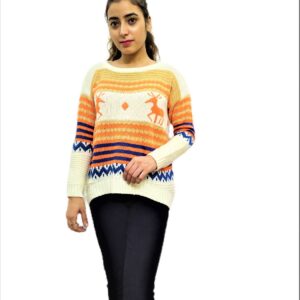 Woven Round Neck Casual Regular Sleeves Printed Woolen WomenTop