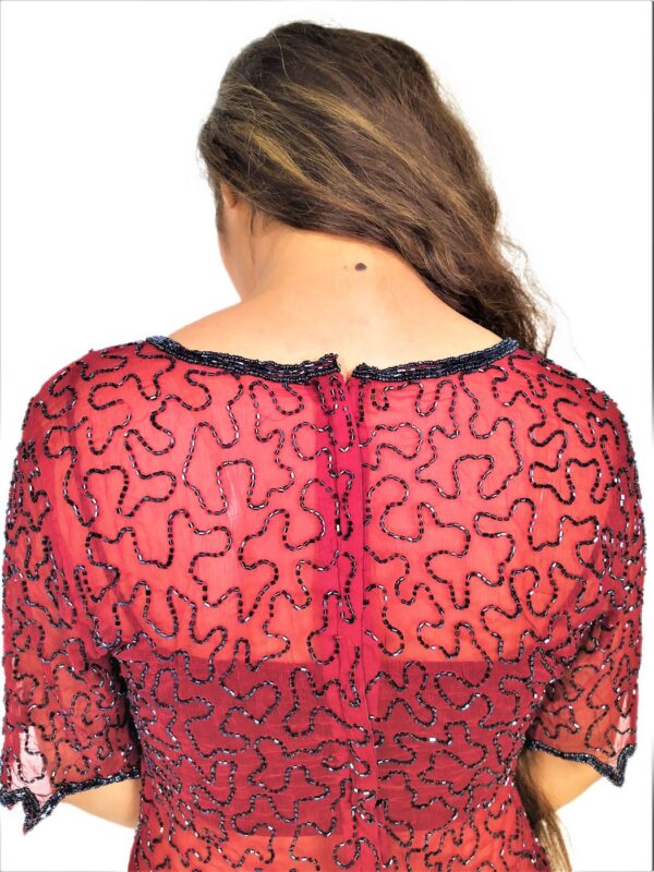 Women Zariwork Solid Red Half Sleeve Wide Round Neck Top - Image 14