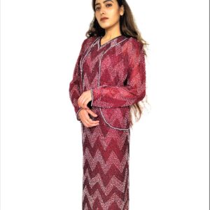 Alternative view of Women Red Long Kaftan Maxi Dress - Zari Embroidery with Jacket