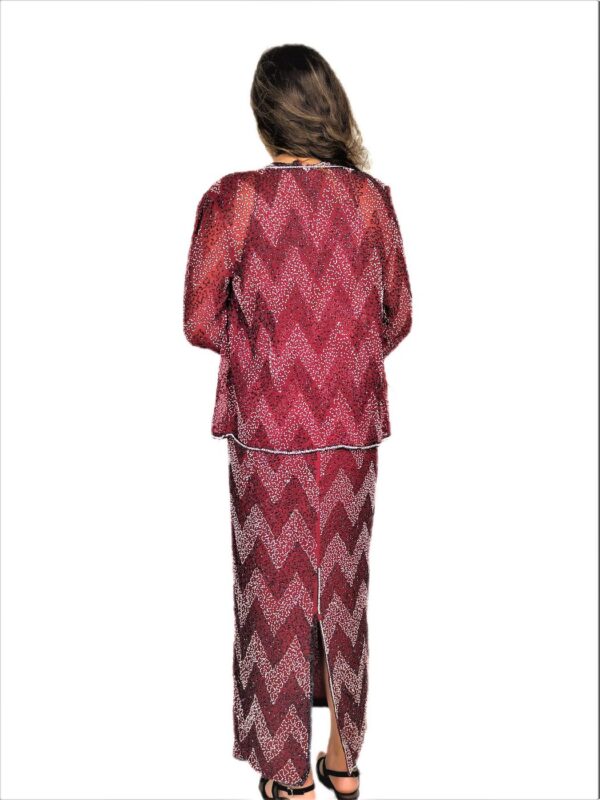 Women Red Long Kaftan Maxi Dress - Zari Embroidery with Jacket - Image 5
